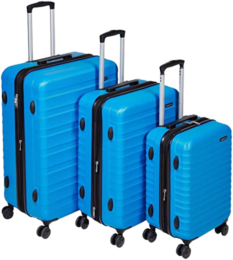 luggage for international Amazon Basics 3-Piece Set Hardside Spinner