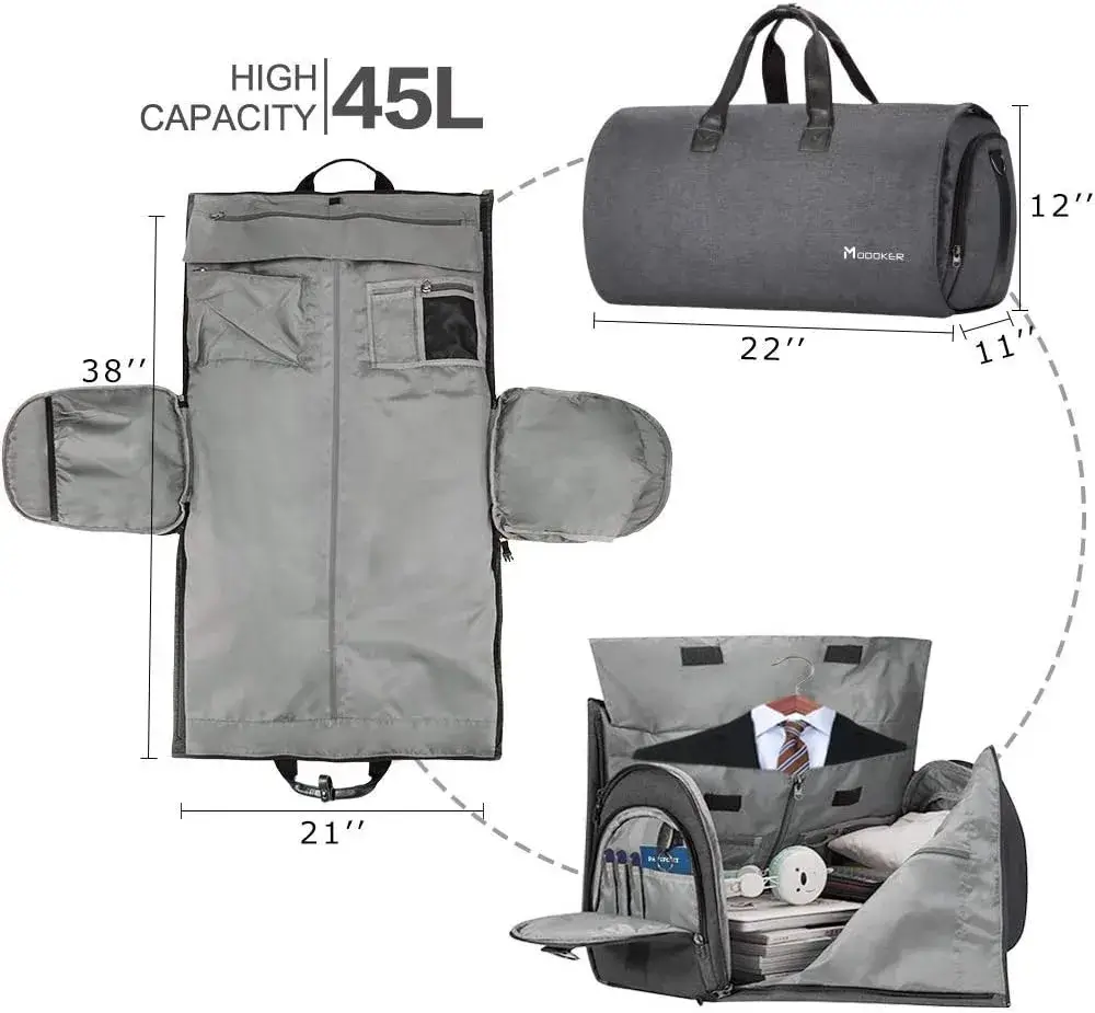 Convertible garment bag for suits